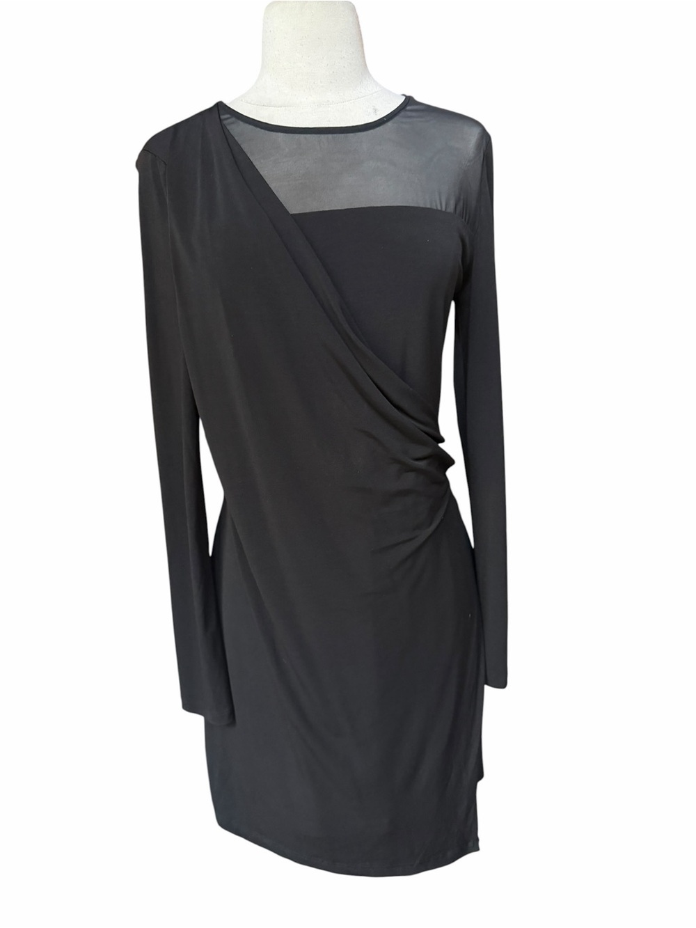Late 2000s-2010s bobi BLACK Asymmetrical Illusion Neckline Cocktail Dress‎